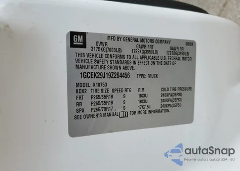 2009 Chevrolet Silverado K1500 Lt from USA, damaged, VIN 1GCEK29J19Z264456